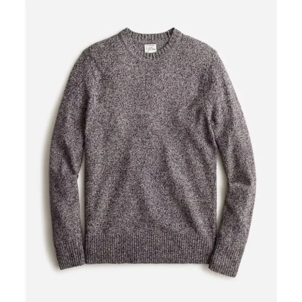 J. Crew Marled Rugged Pullover Sweater Navy Gray Merino Wool Blend Men's L